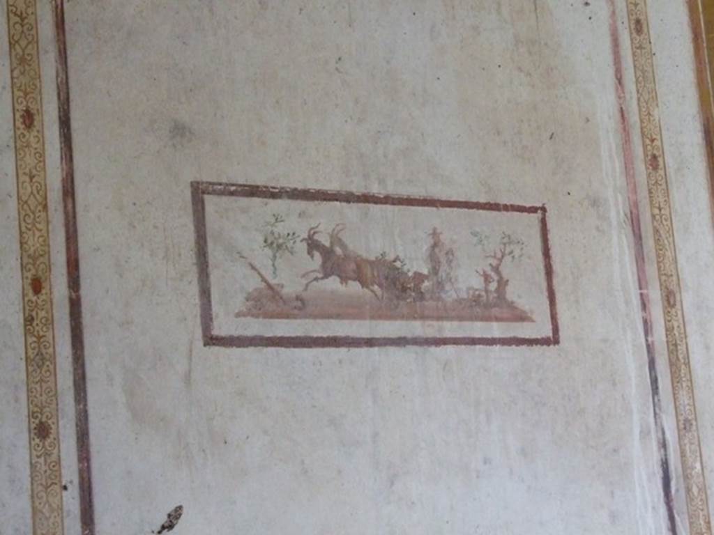 IX.13.1-3 Pompeii. March 2009. Room 11, east wall. Painted panel with goats pulling a cart.