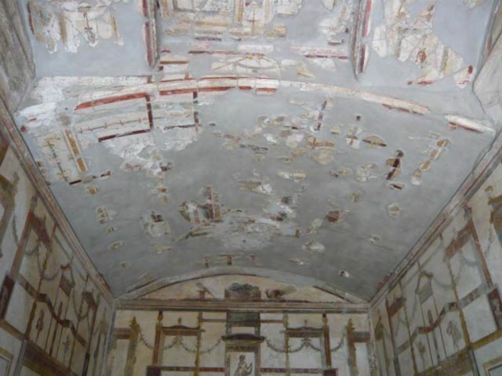 IX.13.1-3 Pompeii. May 2012. Room 11, looking towards north end of ceiling.
Photo courtesy of Buzz Ferebee.