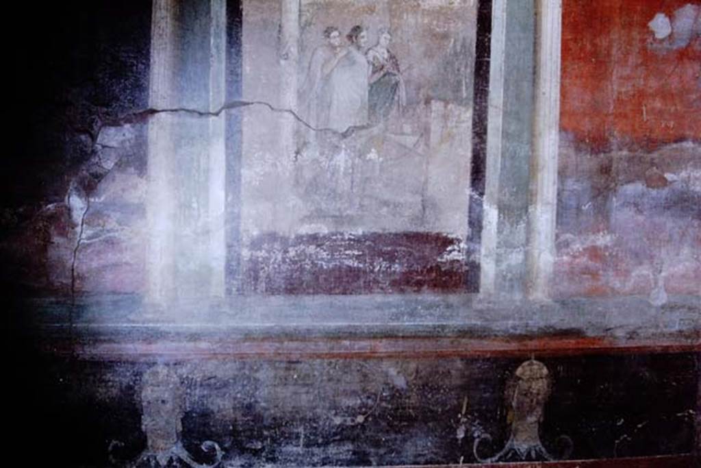 IX.14.4 Pompeii. 1968. Room 3, south wall with central painting of three figures. Photo by Stanley A. Jashemski.
Source: The Wilhelmina and Stanley A. Jashemski archive in the University of Maryland Library, Special Collections (See collection page) and made available under the Creative Commons Attribution-Non Commercial License v.4. See Licence and use details.
J68f1534