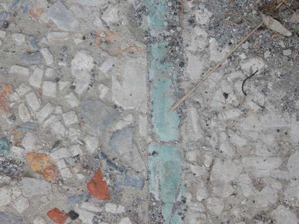 IX.14.4 Pompeii. May 2017. Detail of coloured chippings, on left, green rectangular pieces, in the middle, and white chippings, on right. Photo courtesy of Buzz Ferebee.