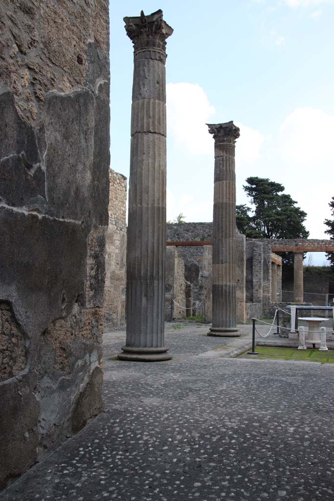 IX.14.4 Pompeii. September 2017.
Tetrastyle atrium B, looking towards the south-east from the entrance corridor/fauces.
Photo courtesy of Klaus Heese.