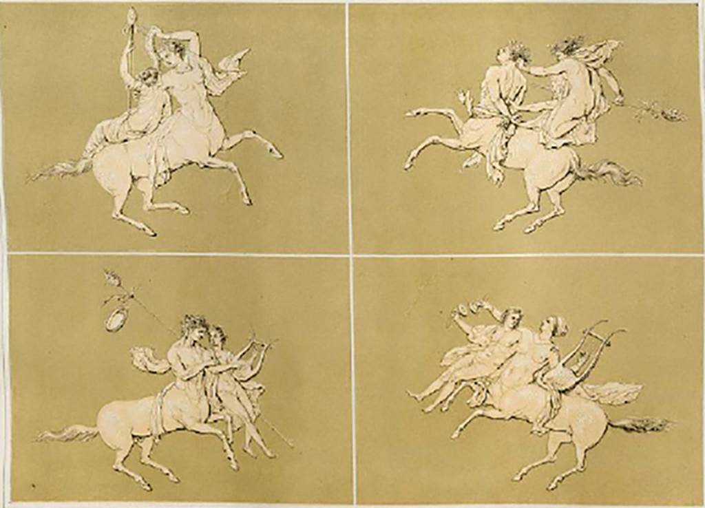 HGW06 Pompeii. 1862 drawing of Centaurs.
See Niccolini F, 1862. Le case ed i monumenti di Pompei: Volume Secondo. Napoli. (tav. 3).