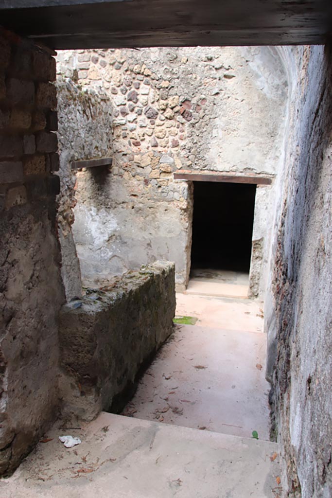 Villa of Diomedes, Pompeii. October 2023.
Looking north along corridor at east end of room 5,a, looking towards doorway to room 5,6 and corridor 5,3 (towards left).
Photo courtesy of Klaus Heese.