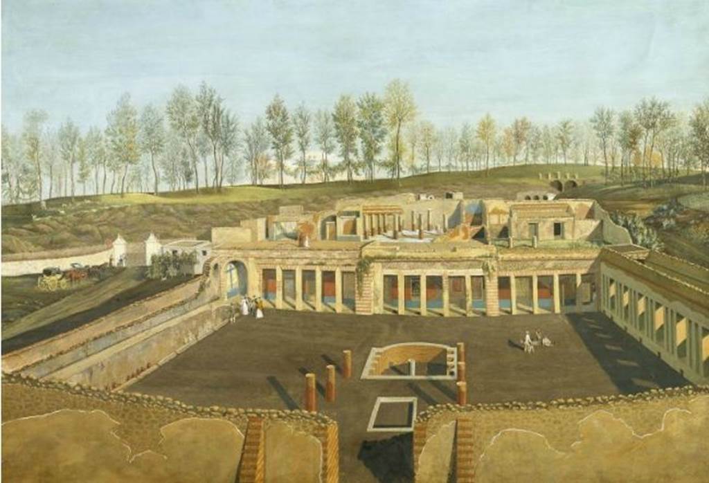 HGW24 Pompeii. c.1825 “The Villa of Diomedes,” painting by Carl Georg Enslen.