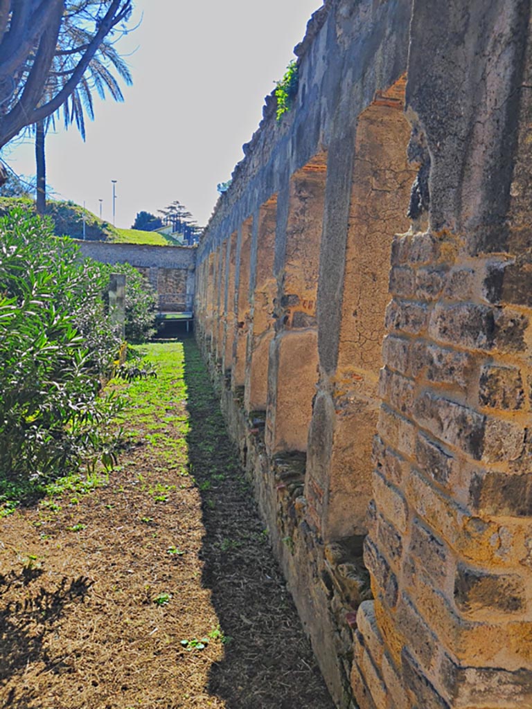 HGW24 Pompeii. March 2024.
Looking south along the garden side of the west portico towards the south-west corner.
Photo courtesy of Giuseppe Ciaramella.