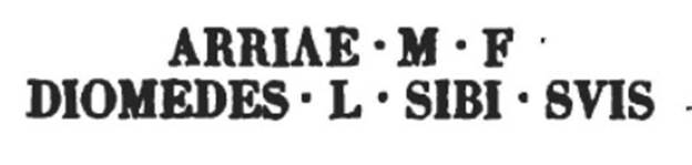 From PAH, addendum, p.133 –
Relazione delle antichita, che si vanno ritrovando nella masseria del sig. D. Giovanni Milano parsonaro, che si era principiata al di 14 Febbraro 1771. (Report of Antiquities found.....)
N.97. A di 29 decembre 1774. Si e trovata la seguente iscrizione in pietra di Sorrento.