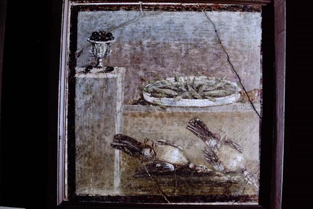 HGW24 Pompeii. Pompeii, 1968. Painting of fruit and dead birds. Photo by Stanley A. Jashemski.
Source: The Wilhelmina and Stanley A. Jashemski archive in the University of Maryland Library, Special Collections (See collection page) and made available under the Creative Commons Attribution-Non Commercial License v.4. See Licence and use details.
J68f0792
Now in Naples Archaeological Museum, inventory number 8634.