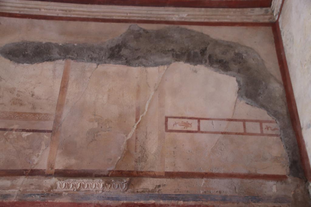 HGW24 Pompeii. Villa of Diomedes. October 2023. Upper north wall, detail from east end. Photo courtesy of Klaus Heese.
(Villa Diomedes Project – area 61).
(Fontaine, room 5,13).