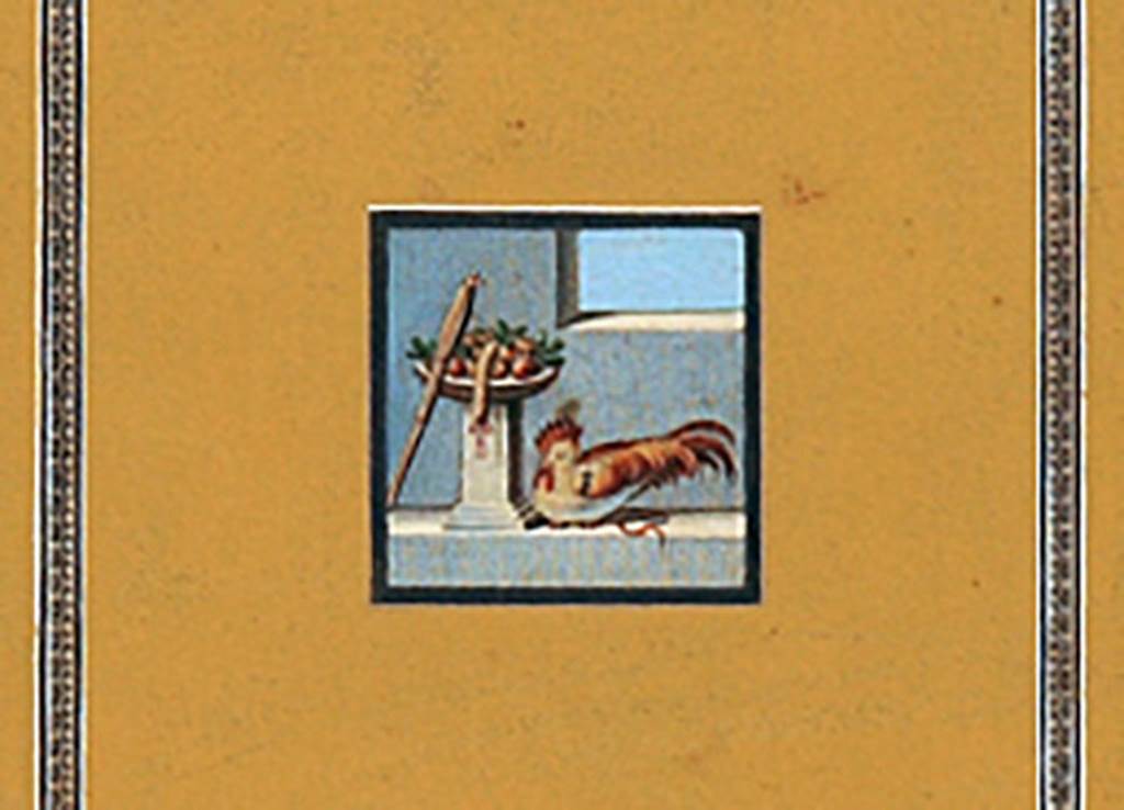 HGW24 Pompeii. Detail of central wall painting on east wall of triclinium from ADS1174 by Giuseppe Chiantarelli.
(Fontaine, room 5,7).