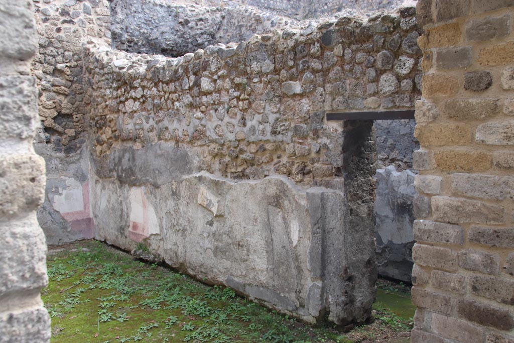Villa of Diomedes, Pompeii. October 2023.
Looking east along south wall with doorway to corridor, at west end. Photo courtesy of Klaus Heese.
(Villa Diomedes Project – area 53).
(Fontaine, room 5,5).