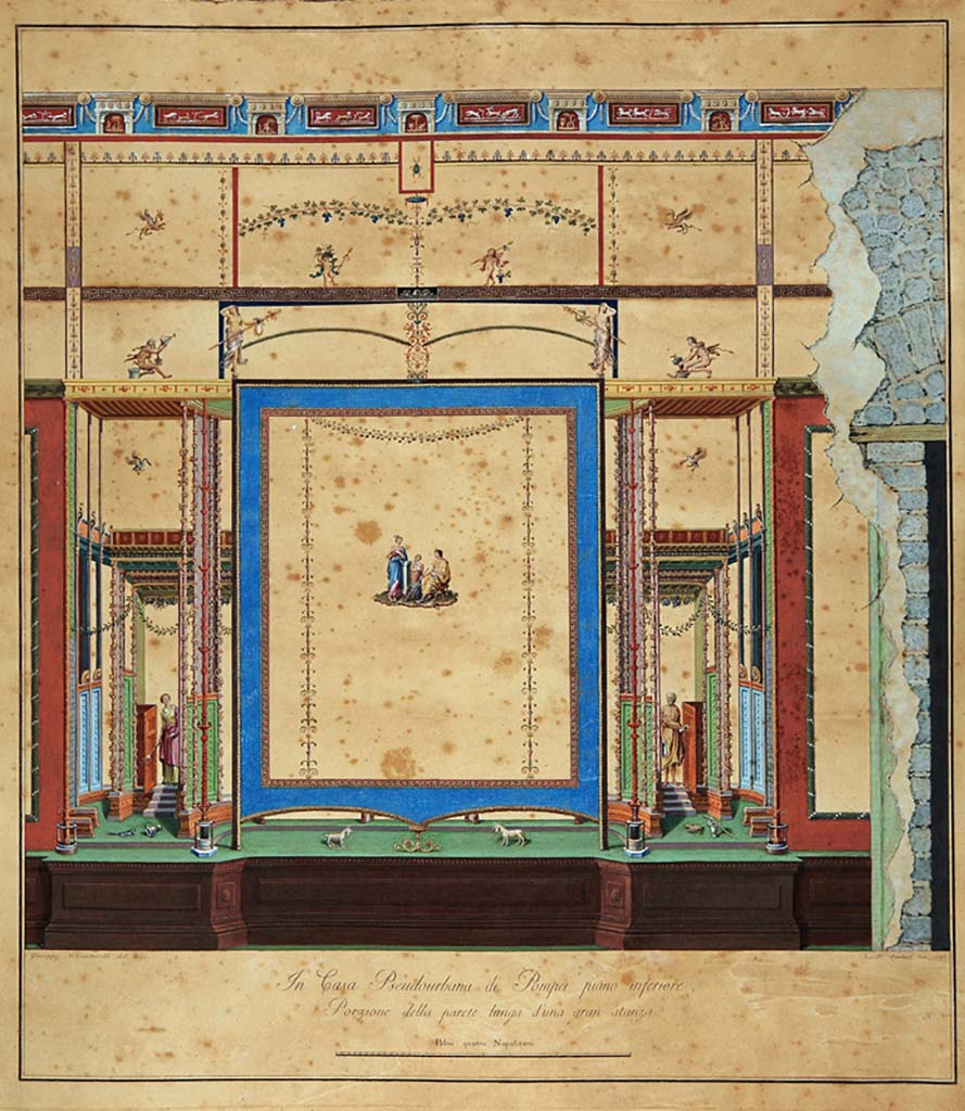 HGW24 Pompeii. Drawing by Gius. Chiantarelli, 1793, showing south wall with panel of a seated man.
Engraved by Aniello Cataneo, 1796.
Now in Naples Archaeological Museum. Inventory number ADS 1181
(Villa Diomedes Project – area 53).
(Fontaine, room 5,5, south wall with doorway to corridor 5,3, on right.
The decoration of the middle wall according to the excavation reports is from the north wall.)
Photo © ICCD. http://www.catalogo.beniculturali.it
Utilizzabili alle condizioni della licenza Attribuzione - Non commerciale - Condividi allo stesso modo 2.5 Italia (CC BY-NC-SA 2.5 IT)