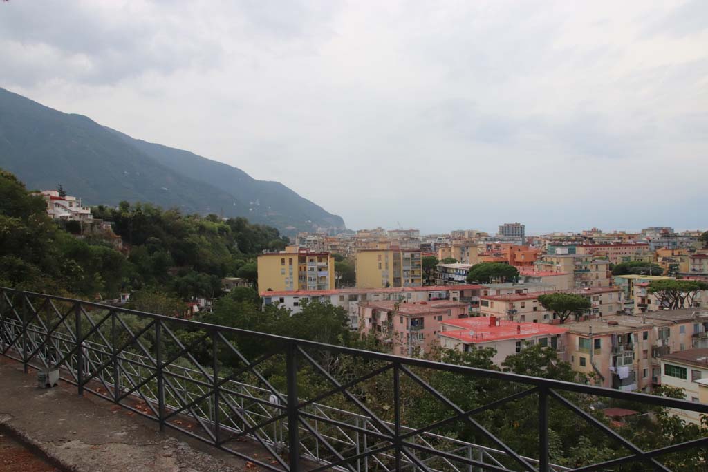 Villa San Marco, Stabiae, September 2019. View from terrace, looking west towards area of Villa Arianna, past the trees on the left.
Photo courtesy of Klaus Heese.