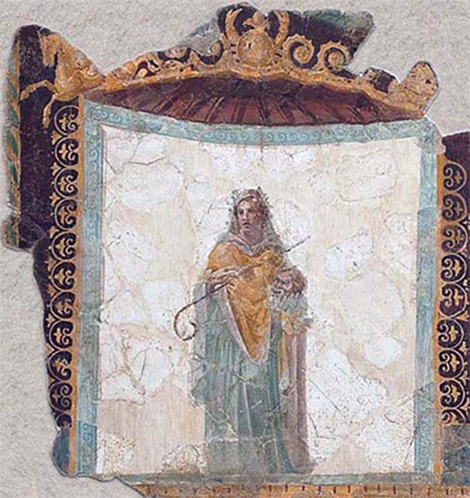 Villa San Marco, Stabiae, September 2015. Portico 1, Melpomene, part of the original ceiling decoration.
Stabia Antiquarium, inventory number 62523.