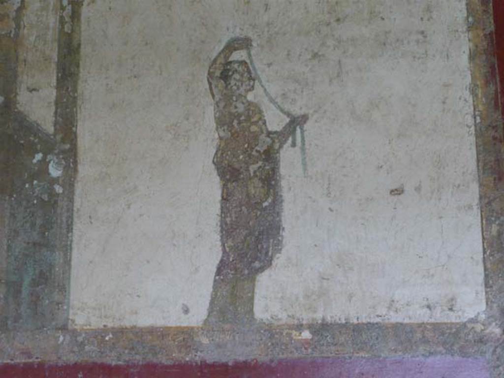 Villa San Marco, Stabiae, 2010.
Room 8, south-west wall. detail of figure to left of doorway into room 13. Photo courtesy of Buzz Ferebee.