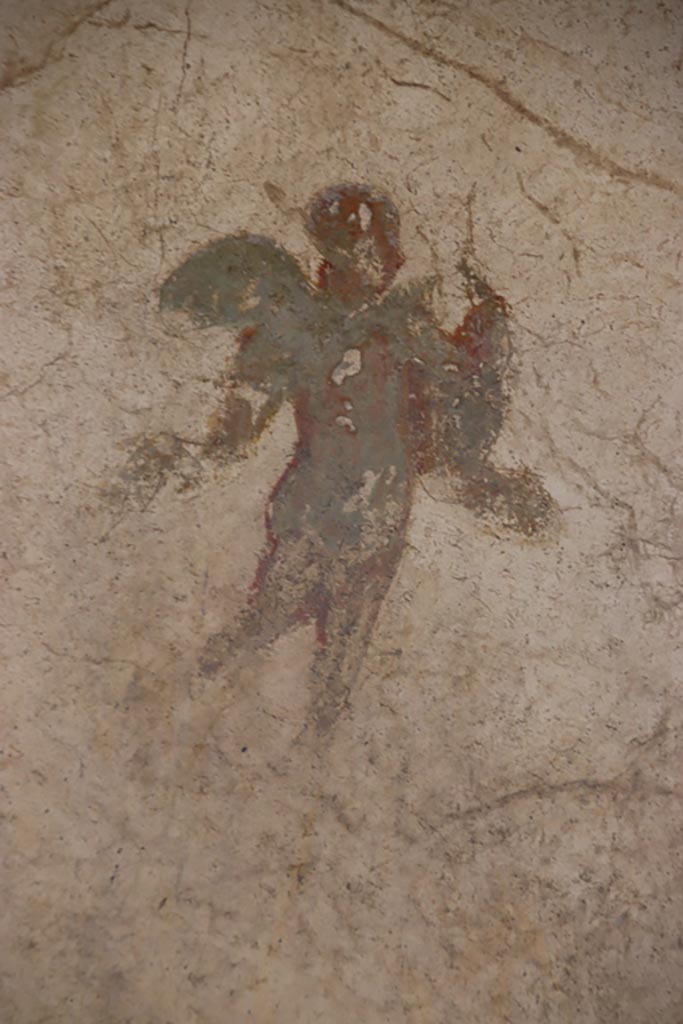 Villa San Marco, Stabiae, October 2022.
Room 12, south-west end, floating figure by side of doorway. Photo courtesy of Klaus Heese