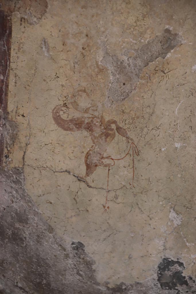 Villa San Marco, Stabiae, October 2022.
Room 12, detail of painted swan from wall on east (right) side of doorway into room 14.
Photo courtesy of Klaus Heese.