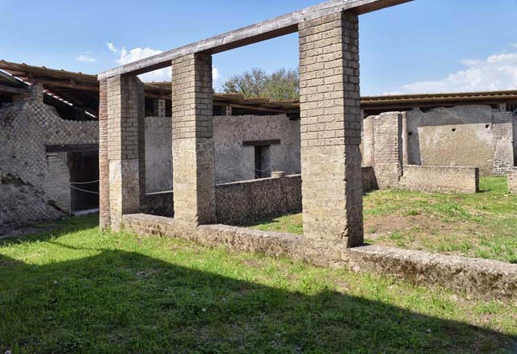 Villa San Marco, April 2018. Looking north-west across porticoed courtyard area. Photo courtesy of Ian Lycett-King.