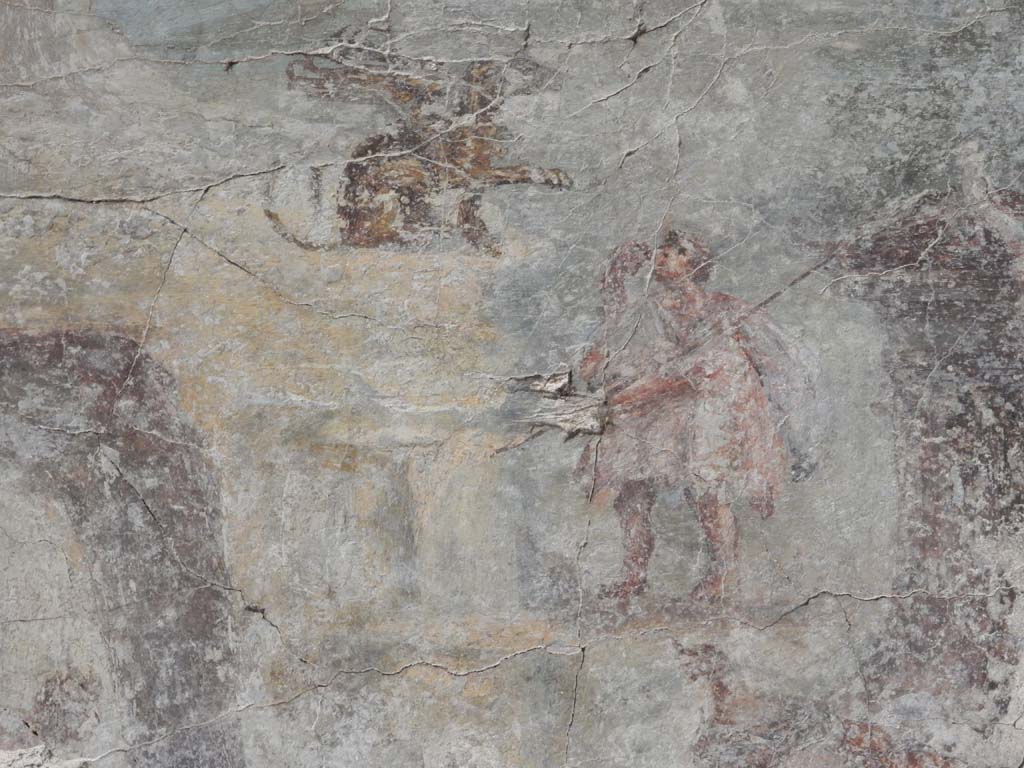 Villa San Marco, Stabiae, June 2019. Room 44, detail from painted panel
Photo courtesy of Buzz Ferebee