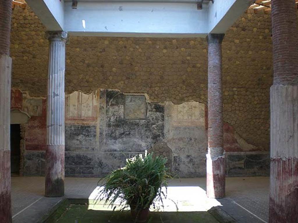 Villa San Marco, Stabiae, July 2010. Room 44, looking across impluvium in atrium towards north wall.
Photo courtesy of Michael Binns.