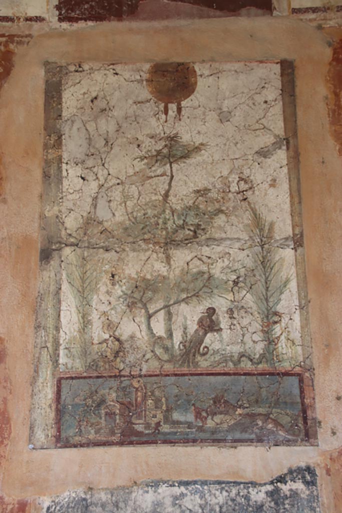 Villa San Marco, October 2022.
Room 20, east wall, detail of fresco on painted panel. Photo courtesy of Klaus Heese.