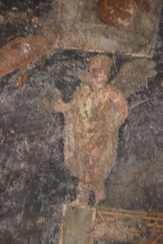 Villa San Marco, Stabiae, October 2022.
Room 53, detail from lower north wall in north-east corner. Photo courtesy of Klaus Heese.