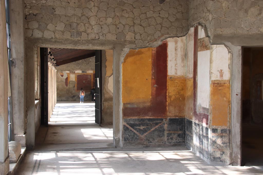 Villa San Marco, Stabiae, October 2022.
Room 53, looking through doorway and along Portico 20. Photo courtesy of Klaus Heese.