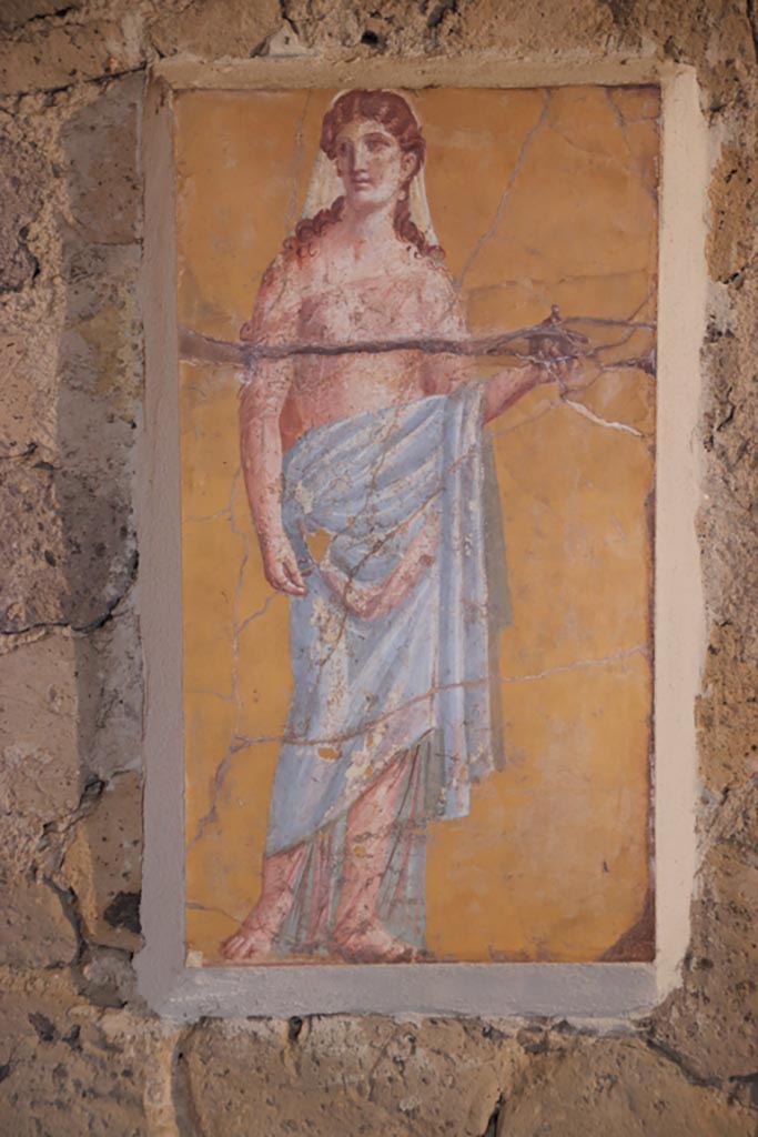 Villa San Marco, Stabiae, October 2022.
Room 50, painted figure from north end of east wall. Photo courtesy of Klaus Heese.