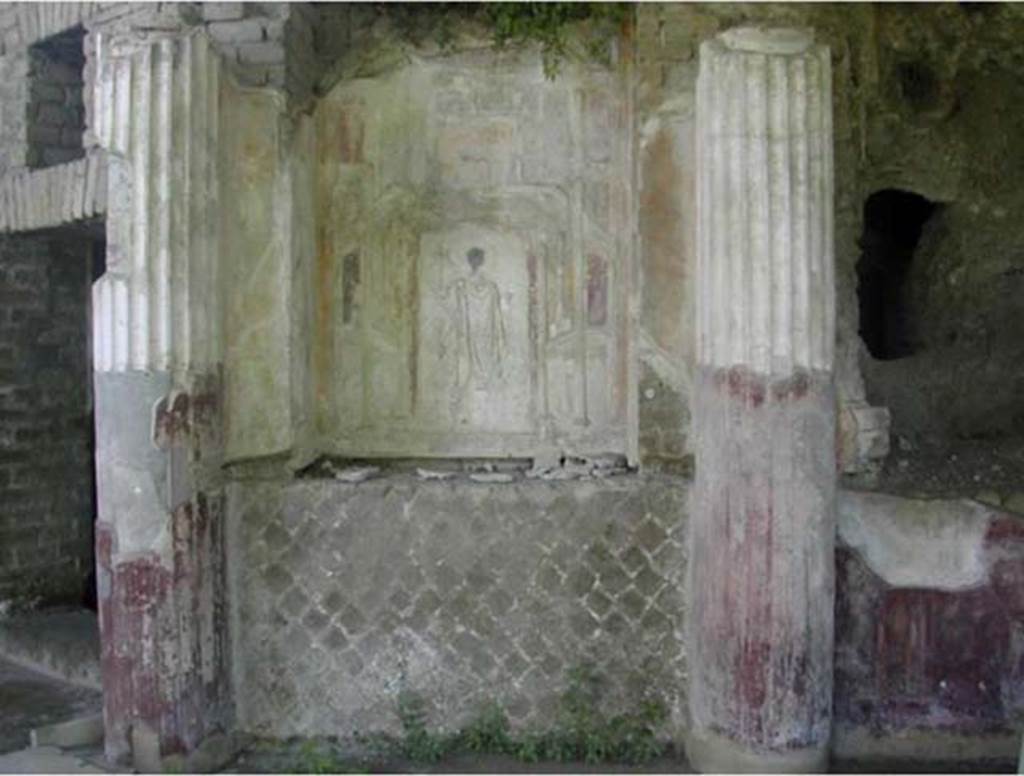 Villa San Marco, Stabiae. December 2007. Area 64, niche 8 containing stucco of the hunter.