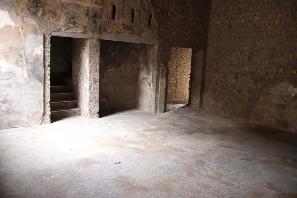 Villa San Marco, Stabiae, September 2019.
Room 23, looking towards west side with stairs to upper floor (33), alcove (34) and doorway to room 36. Photo courtesy of Klaus Heese.