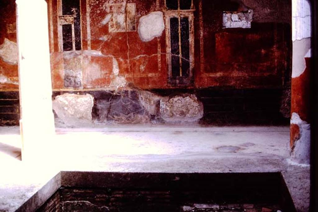 Villa San Marco, Stabiae, c.1960’s, possibly 1961. North side of tetrastyle atrium or frigidarium. Photo by Stanley A. Jashemski.
Source: The Wilhelmina and Stanley A. Jashemski archive in the University of Maryland Library, Special Collections (See collection page) and made available under the Creative Commons Attribution-Non Commercial License v.4. See Licence and use details. Jmit0128