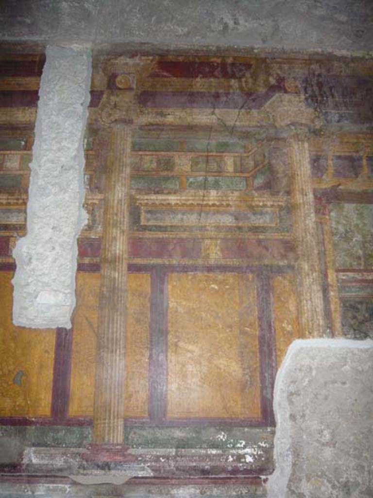Villa of Mysteries, Pompeii. May 2012. Room 6, east wall near north-east corner.
Photo courtesy of Buzz Ferebee.