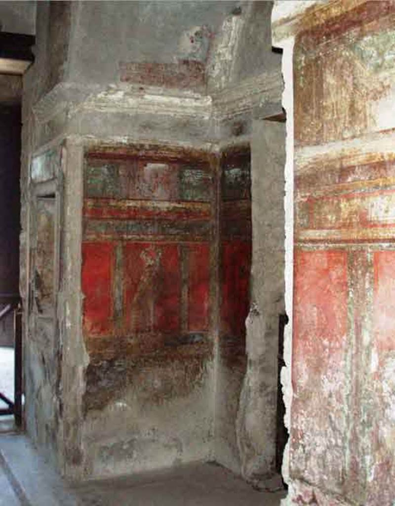 Pompeii. Villa of Mysteries. May 2006. Room 4, looking towards north-west corner, with doorway to tablinum, room 2, on right. The doorway on the left of the photo leads to portico P2.