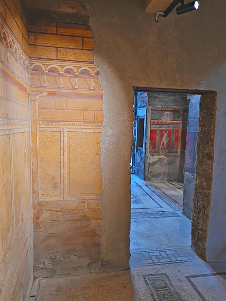 Villa of Mysteries, Pompeii. November 2023.
Room 3, looking towards west wall. Photo courtesy of Giuseppe Ciaramella.