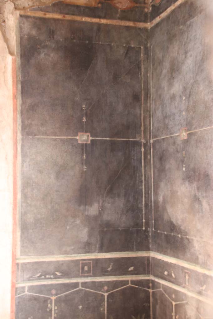 Villa of Mysteries, Pompeii. September 2021.
Room 2, tablinum, west wall and north-west corner. Photo courtesy of Klaus Heese.