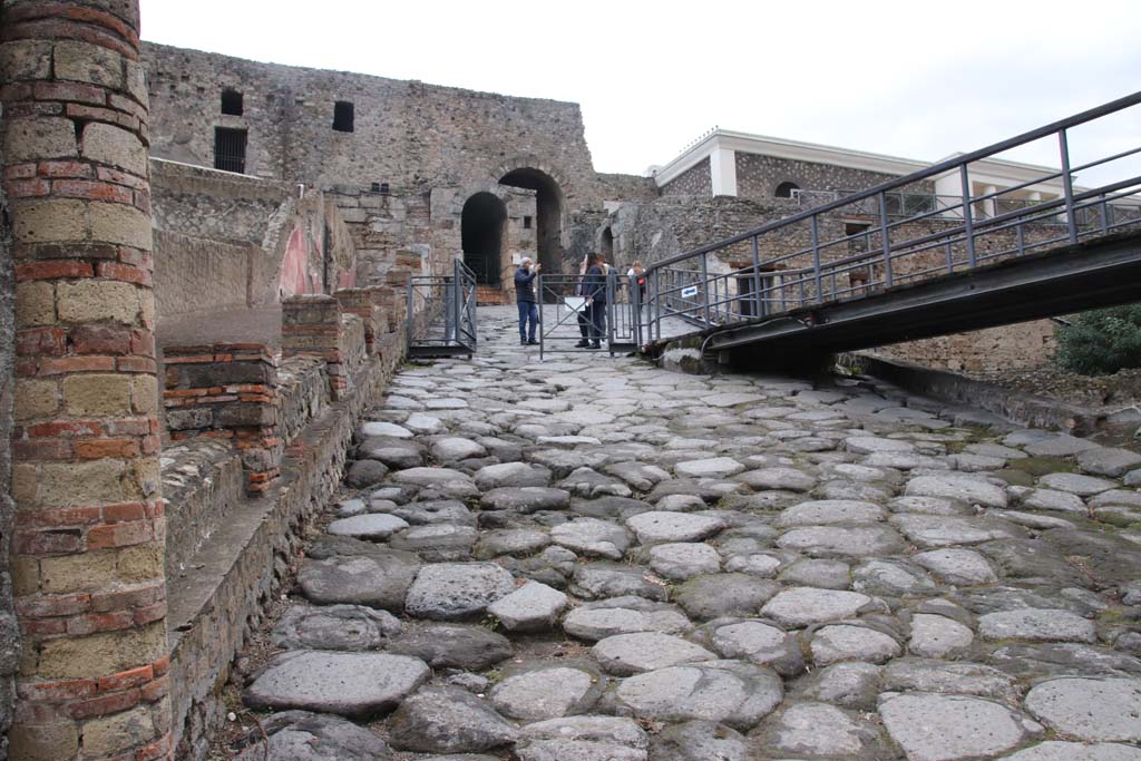 Via Marina, October 2020. Looking east from Suburban Baths to the Porta Marina, in the year of the pandemic. Photo courtesy of Klaus Heese.