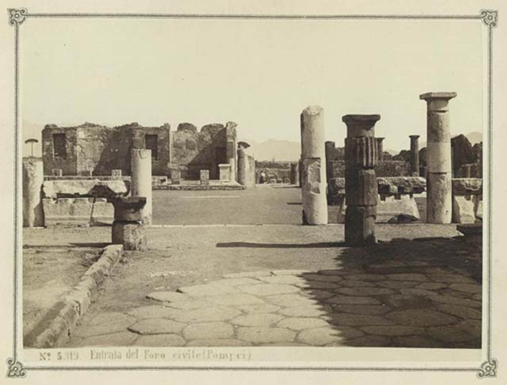 Via Marina, Pompeii. Album dated January 1874. Looking east across Forum and towards continuation into Via dell’Abbondanza. Photo courtesy of Rick Bauer.