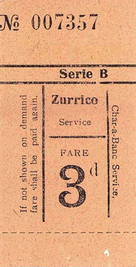 Char-a-banc ticket c.1900 found inside an old Pompeii guide book. 
The original owner had jotted down notes in the margin of the book outlining what they had seen during their trip to Pompeii. They had also pressed three leaves inside the book.
Photo courtesy of Rick Bauer.

