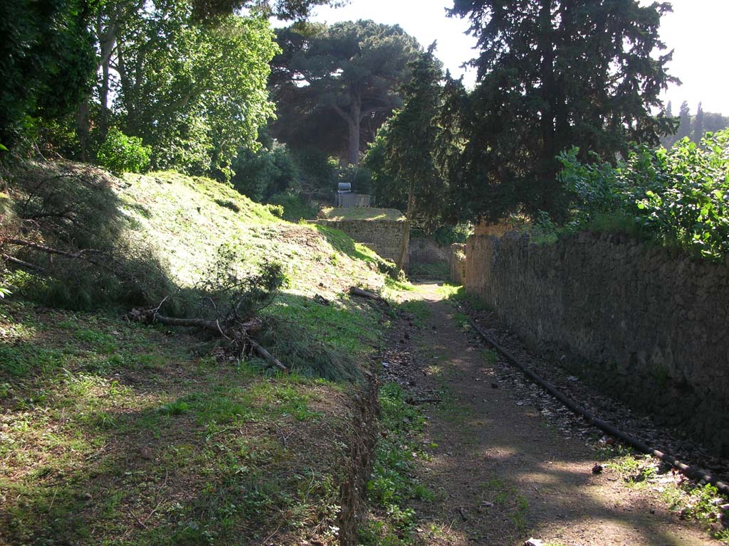 Via Stabiana, east side. May 2010.
Looking towards Stabian Gate, looking west towards east side with I.1/I.5, on right. Photo courtesy of Ivo van der Graaff.