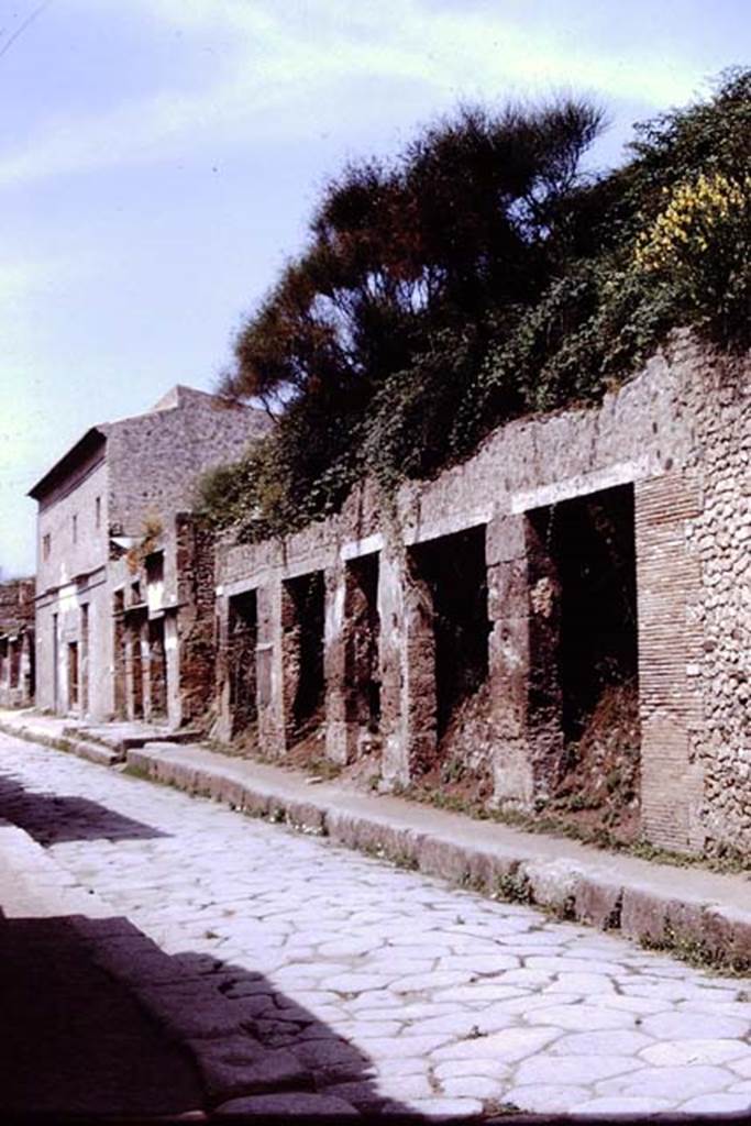 Via dell’Abbondanza, north side. Pompeii. 1972. Looking west along III.1.
Photo by Stanley A. Jashemski.
Source: The Wilhelmina and Stanley A. Jashemski archive in the University of Maryland Library, Special Collections (See collection page) and made available under the Creative Commons Attribution-Non Commercial License v.4. See Licence and use details. J72f0400