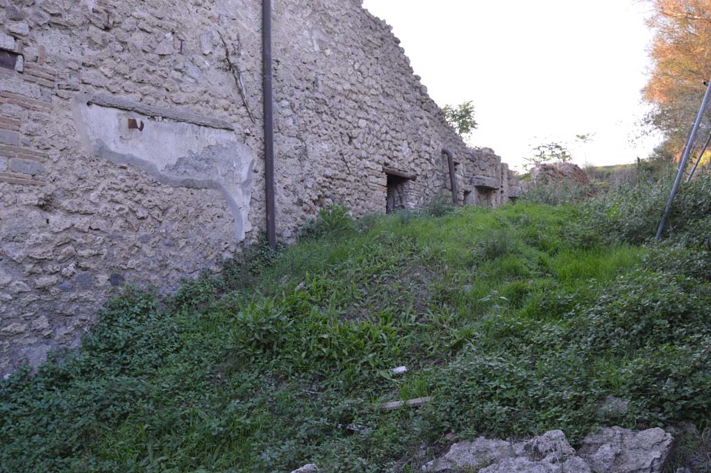 Unnamed vicolo between III.4 and III.5. October 2017. Looking towards west wall of unnamed vicolo, exterior wall of garden of III.4.3.
Foto Taylor Lauritsen, ERC Grant 681269 DÉCOR.