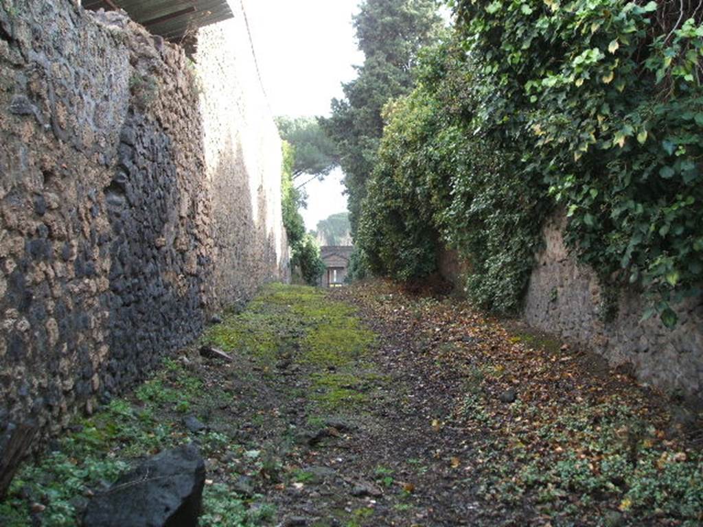 Via dell’ Abbondanza. Looking south on Vicolo della Venere between II.3 and II.2. December 2004.
