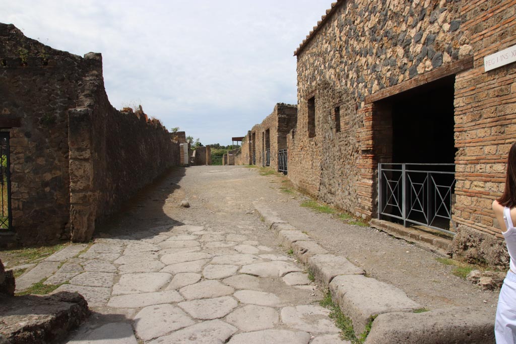 Via della Palestra between I.20 and I.14. May 2024.
Looking west from junction with Via di Nocera. Photo courtesy of Klaus Heese.