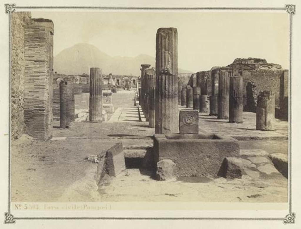Via delle Scuole, Pompeii. Album dated January 1874. Looking north towards Forum from fountain at end of Via delle Scuole. Photo courtesy of Rick Bauer.
