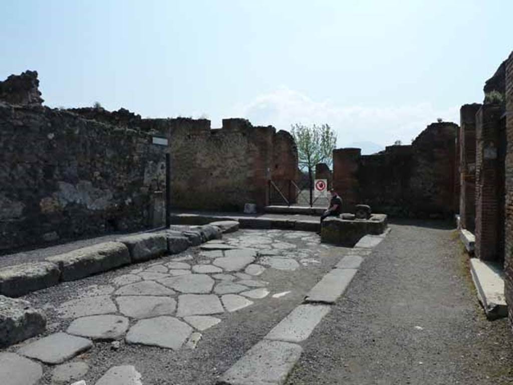 Via delle Scuole. May 2010. Looking south-east at the southern end, near VIII.2.21.
