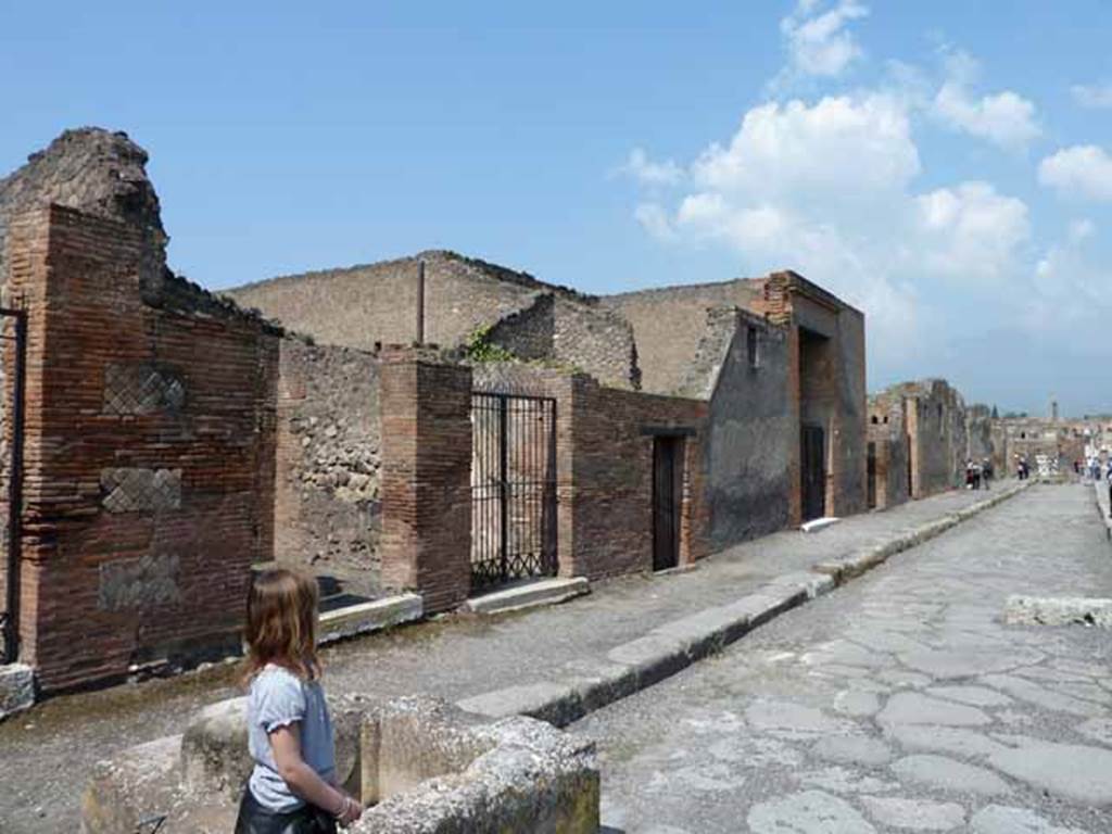 Via delle Scuole, west side. May 2010. Looking north along VIII.2, from near VIII.2.20.