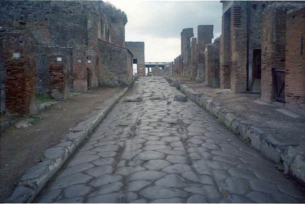 Via delle Terme. July 2011. Looking west between VII.5 and VI.8. Photo courtesy of Rick Bauer.
