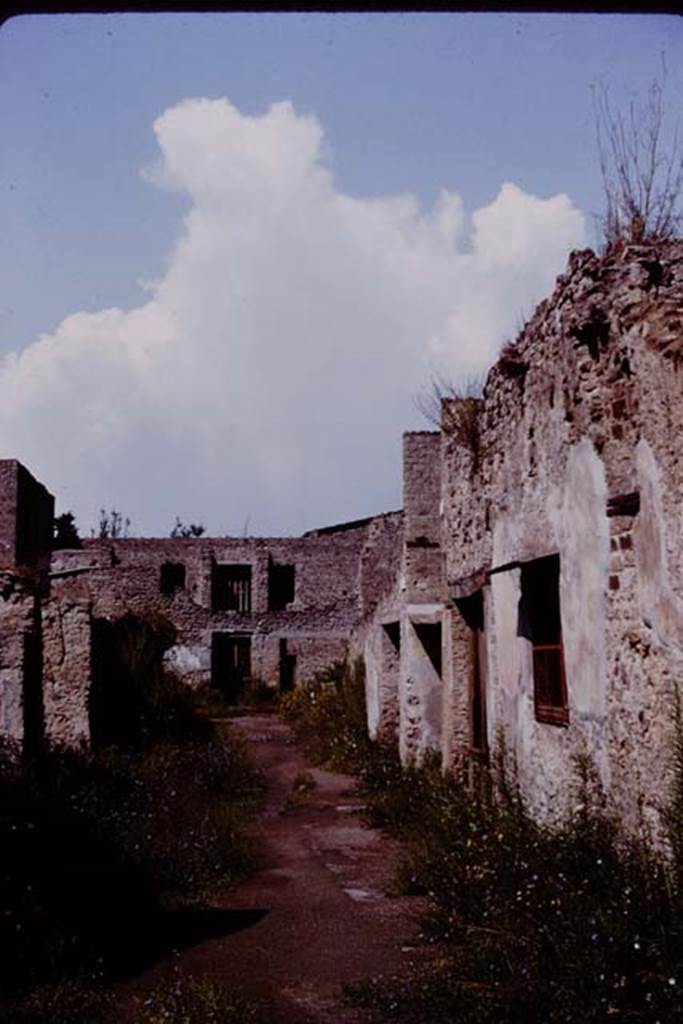 Via di Castricio, Pompeii. 1964.
Looking west towards junction with Vicolo di Paquius Proculus, from between I.19/I.18, on left and I.7/I.8, on right.
Photo by Stanley A. Jashemski.
Source: The Wilhelmina and Stanley A. Jashemski archive in the University of Maryland Library, Special Collections (See collection page) and made available under the Creative Commons Attribution-Non-Commercial License v.4. See Licence and use details.
J64f1940