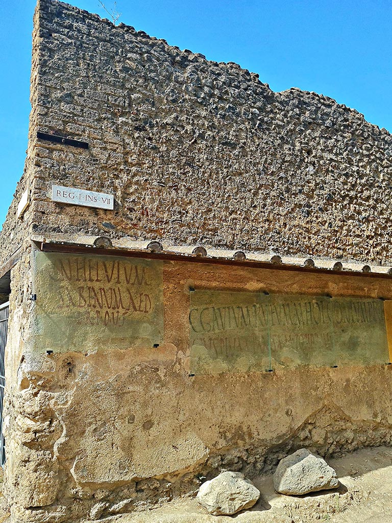 Vicolo dell’Efebo, Pompeii. September 2024.
Graffiti at west side of junction with Via di Castricio. Photo courtesy of Giuseppe Ciaramella.