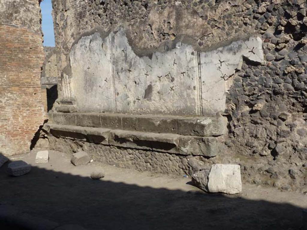 Vicolo dei Soprastanti, south side, June 2012. Looking east along VII.8 wall. Photo courtesy of Michael Binns.
