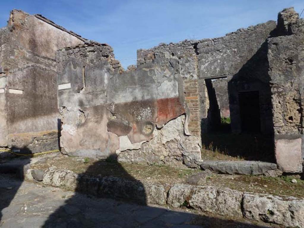 Vicolo dei Soprastanti, south side. June 2012. Looking towards west corner of junction with Vicolo del Gallo, and doorway at VII.15.12